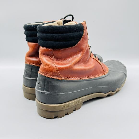 Sperry Boots Mens 11 Brown Leather Top Sider Duck Snow Ankle Lace Up Waterproof main image 4